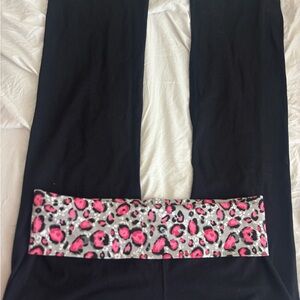 Black and Pink Cheetah Foldover Yoga Pants